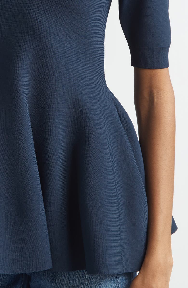 Stella McCartney Compact Knit Peplum Polo, Alternate, color, Navy