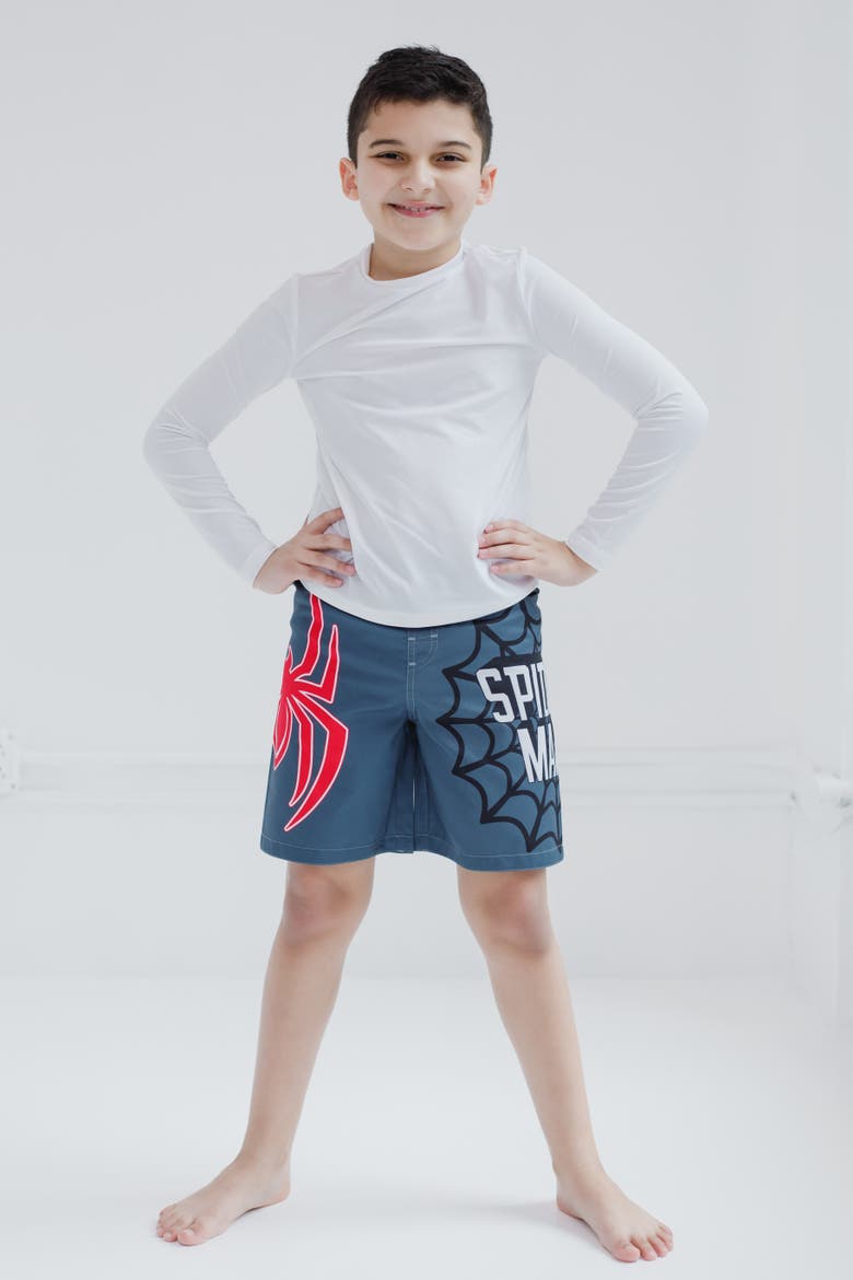 Spider-Man UPF 50+ Swim Trunks, Alternate, color, Spidey Blue Grey
