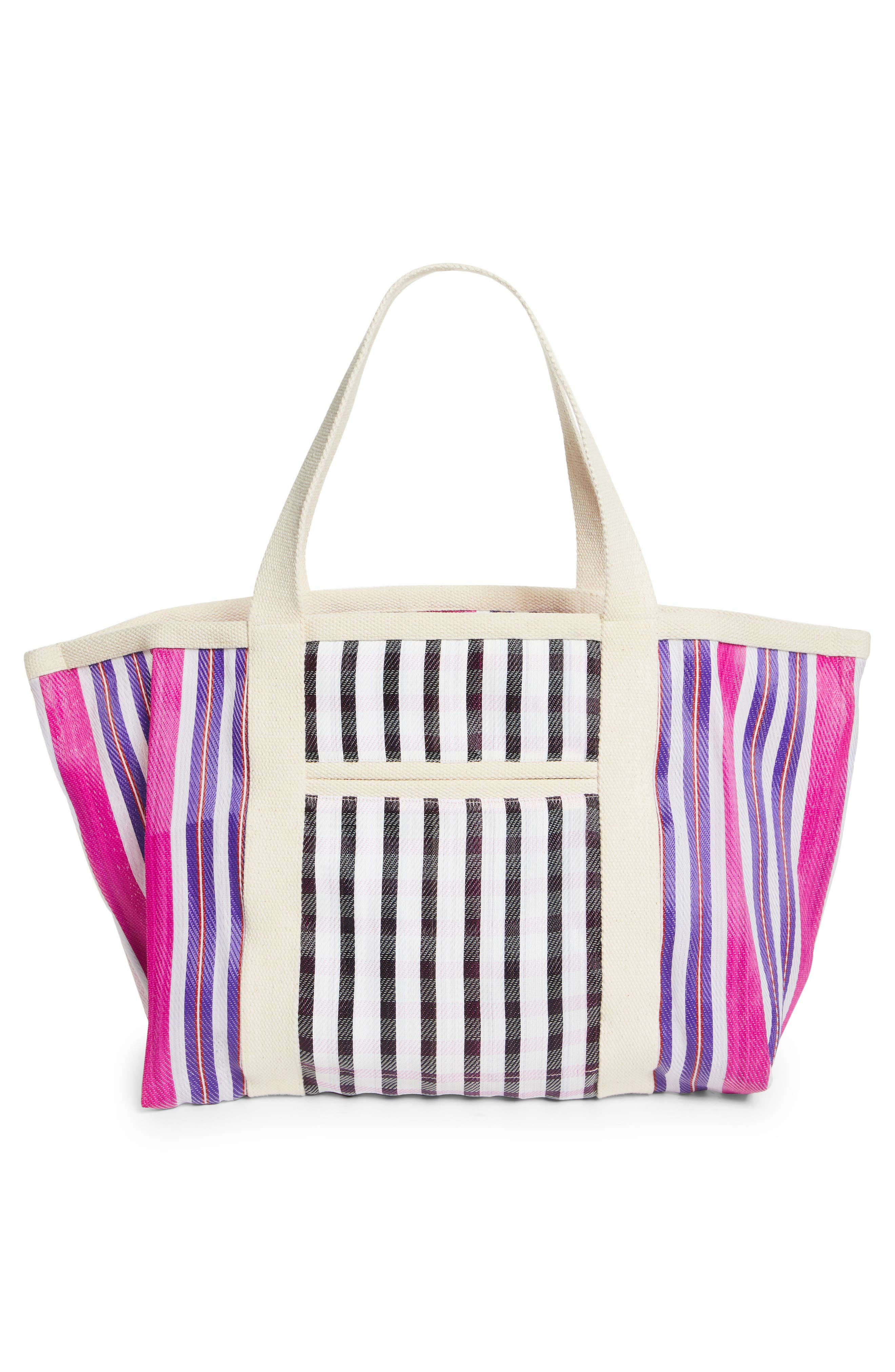Isabel Marant Darwen Logo Stripe Nylon Tote, Alternate, color, 
