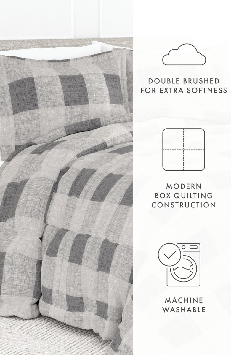 HOMESPUN Gray Plaid Premium Microfiber Comforter Set, Alternate, color, Gray