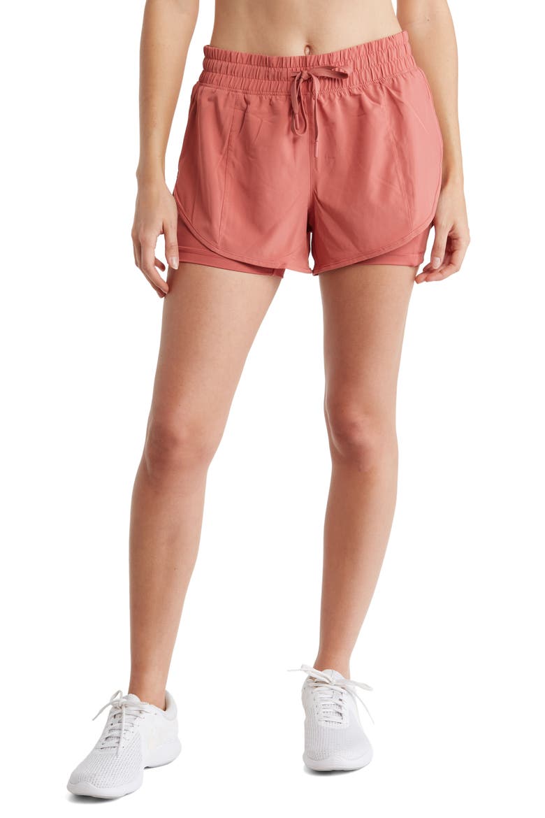 2-in-1 Running Shorts, Main, color, DUSTY CEDAR