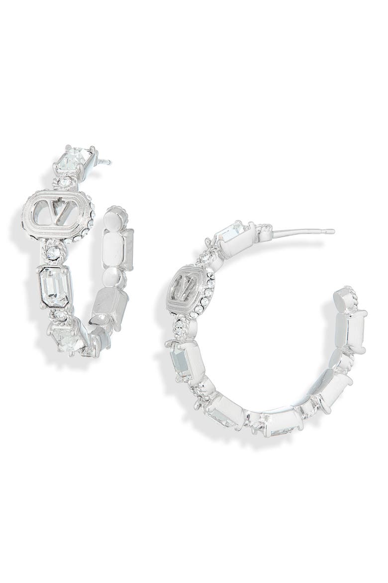 VLOGO Crystal Hoop Earrings, Main, color, CRYSTAL