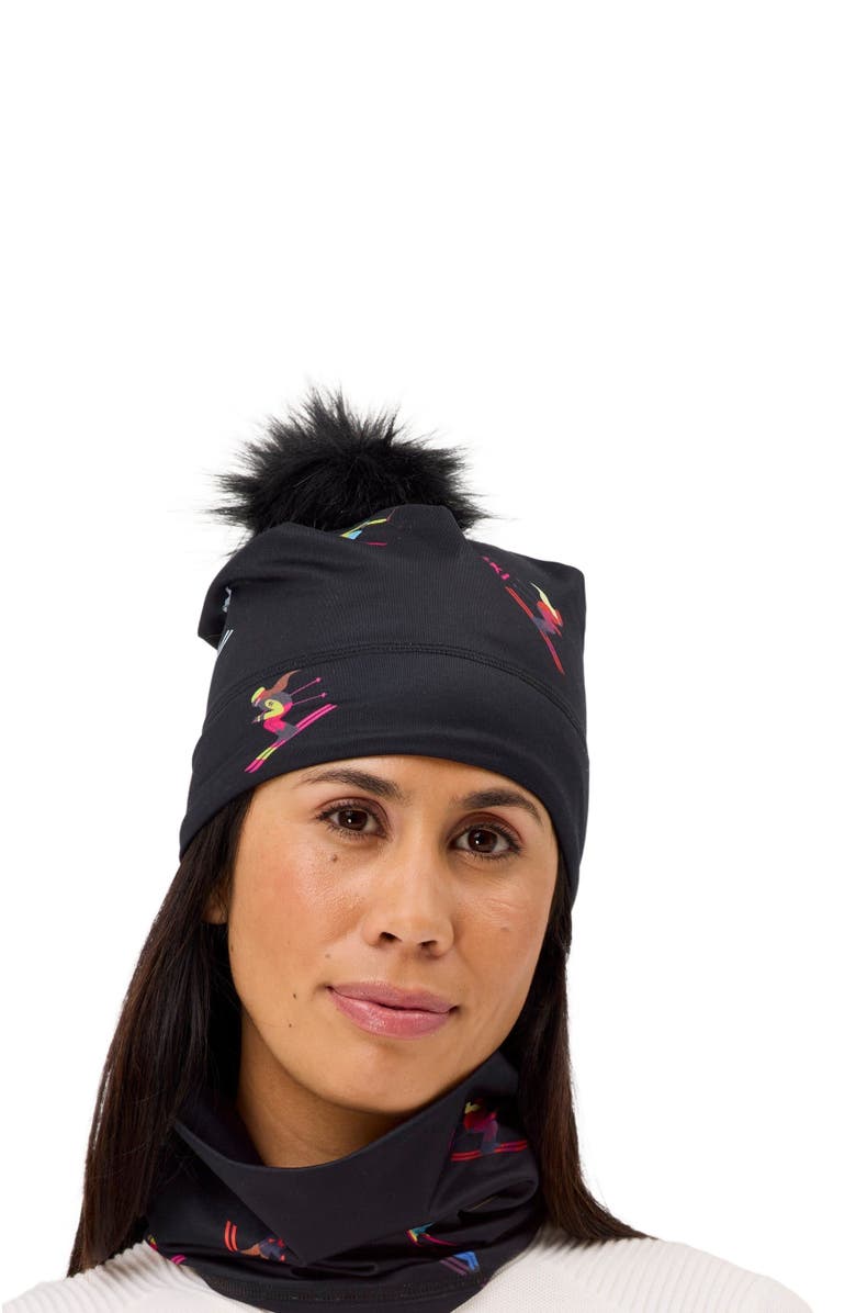 Krimson Klover Multi-Skiers Illustrated Beanie, Main, color, Black