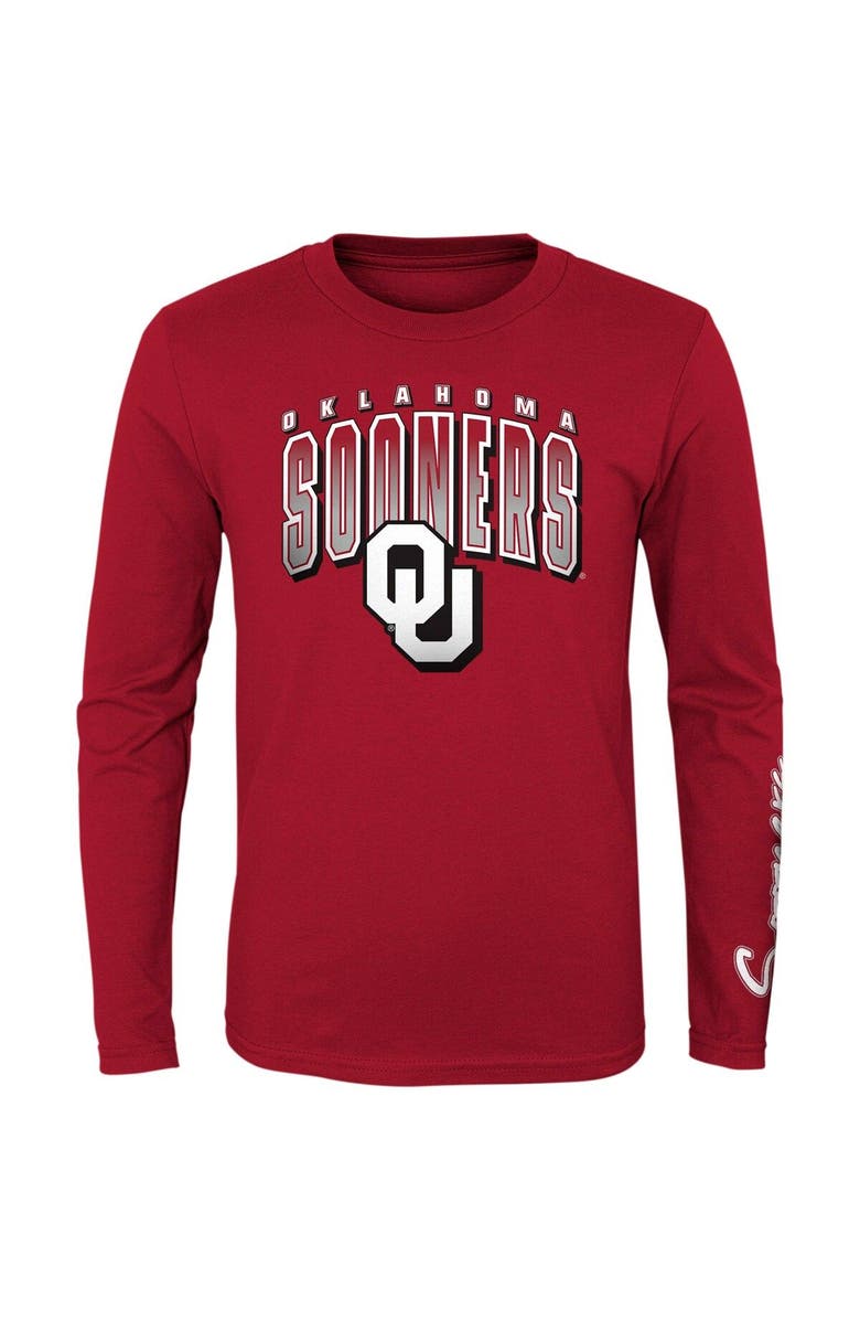 Outerstuff Preschool Crimson/Heather Gray Oklahoma Sooners Fan Wave Short & Long Sleeve T-Shirt Combo Pack, Alternate, color, 