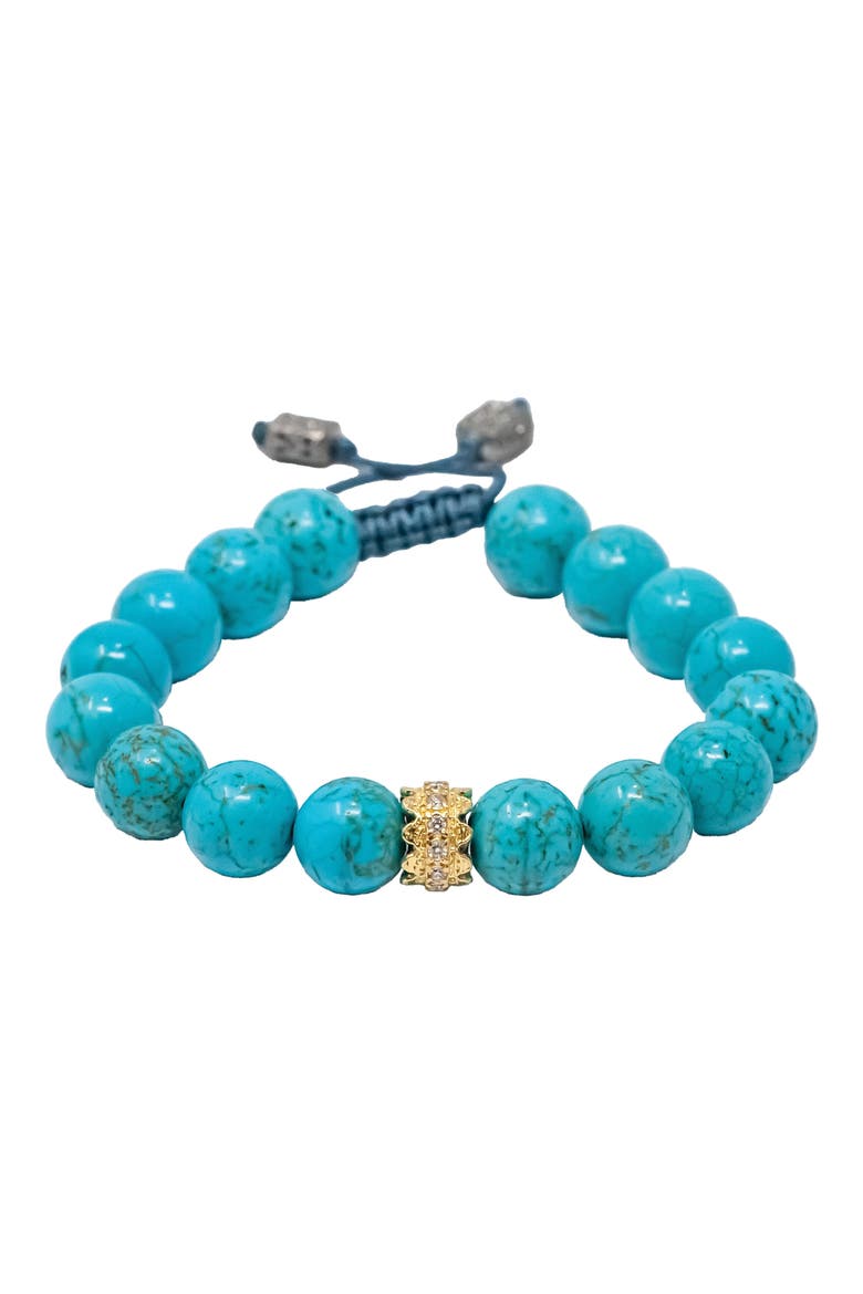 Magnesite Beaded Bracelet, Main, color, TURQUOISE/ YELLOW GOLD