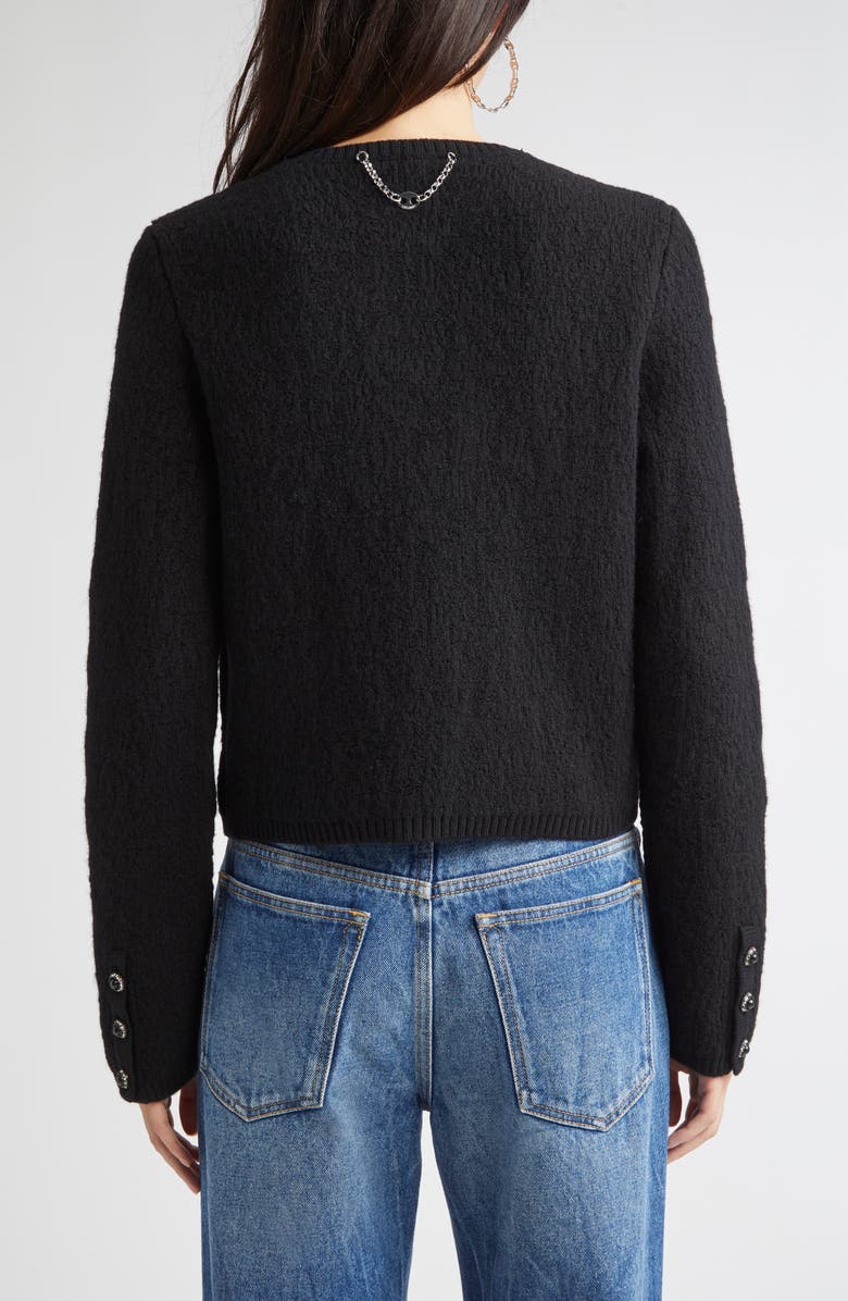 Rabanne Wool Blend Cardigan, Alternate, color, Black