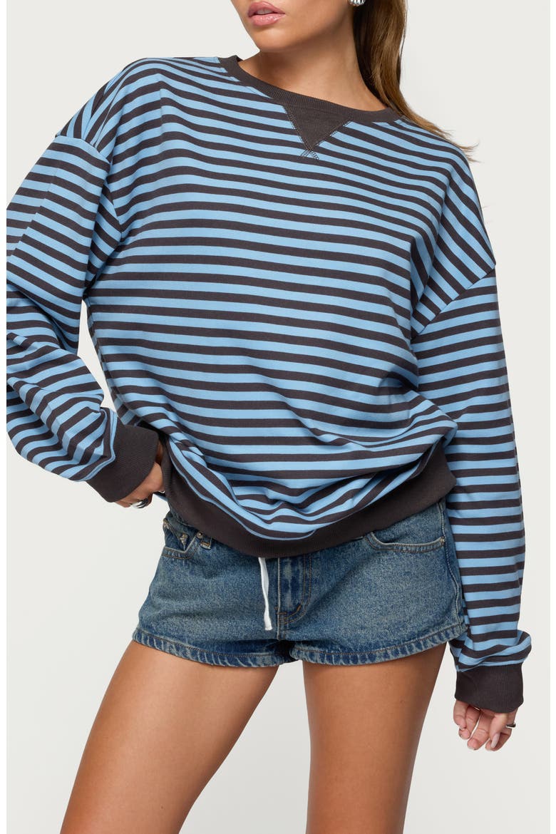Onda Stripe Oversize Sweatshirt, Main, color, BLUE