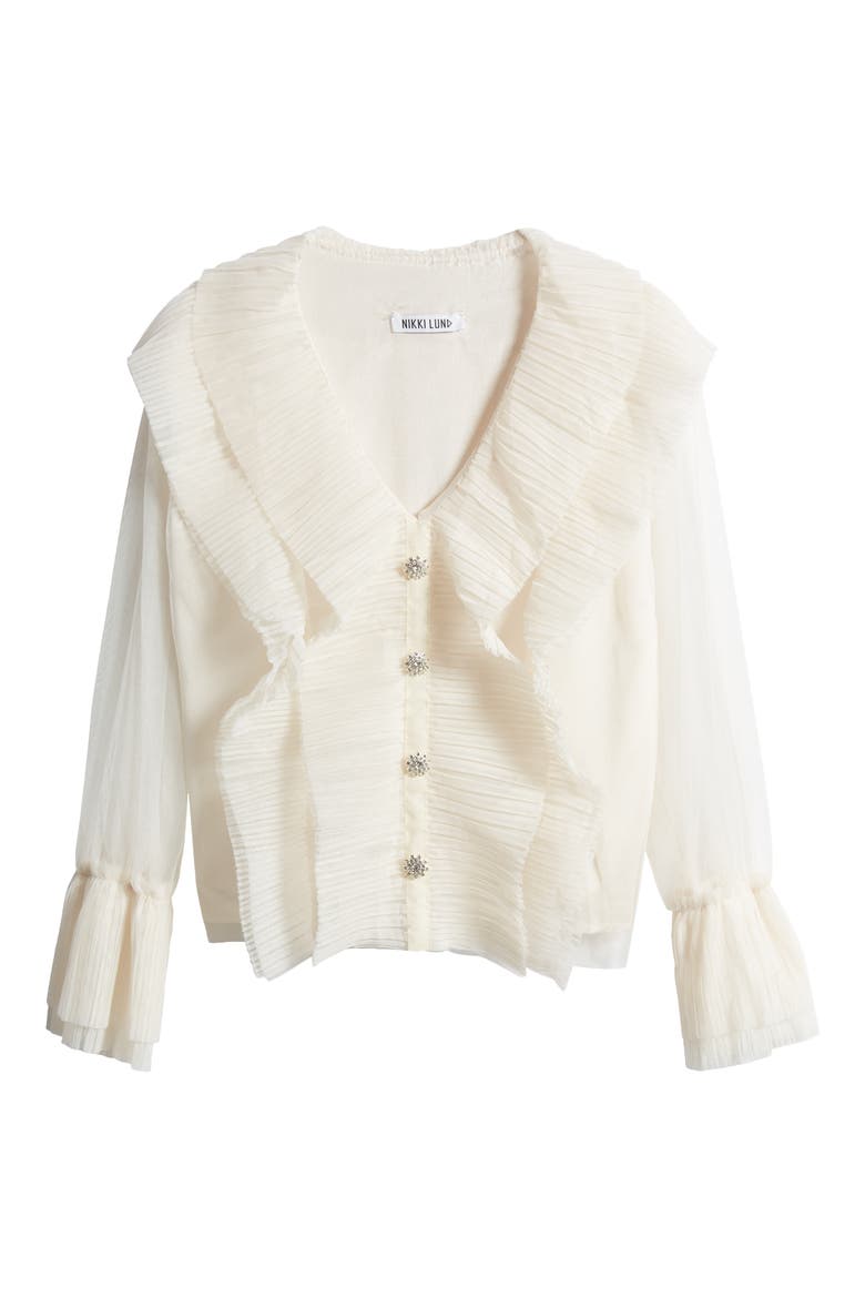 Gloria Ruffle Cardigan, Alternate, color, IVORY