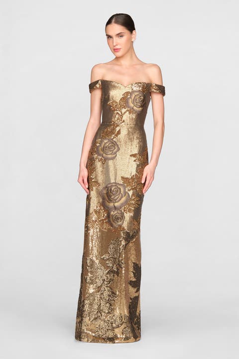 Aure Column Sequin Gown