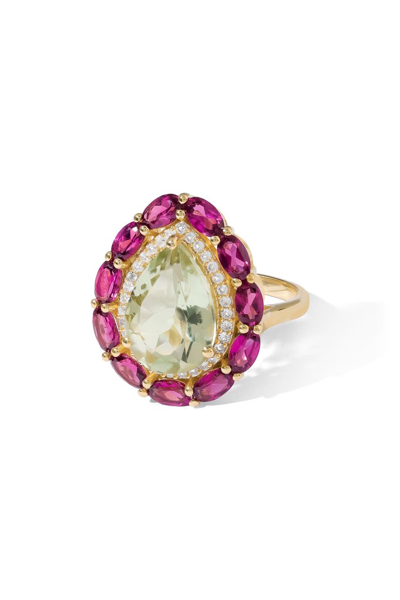 Green Amethyst & Lab Created Ruby Statement Ring, Main, color, GREEN