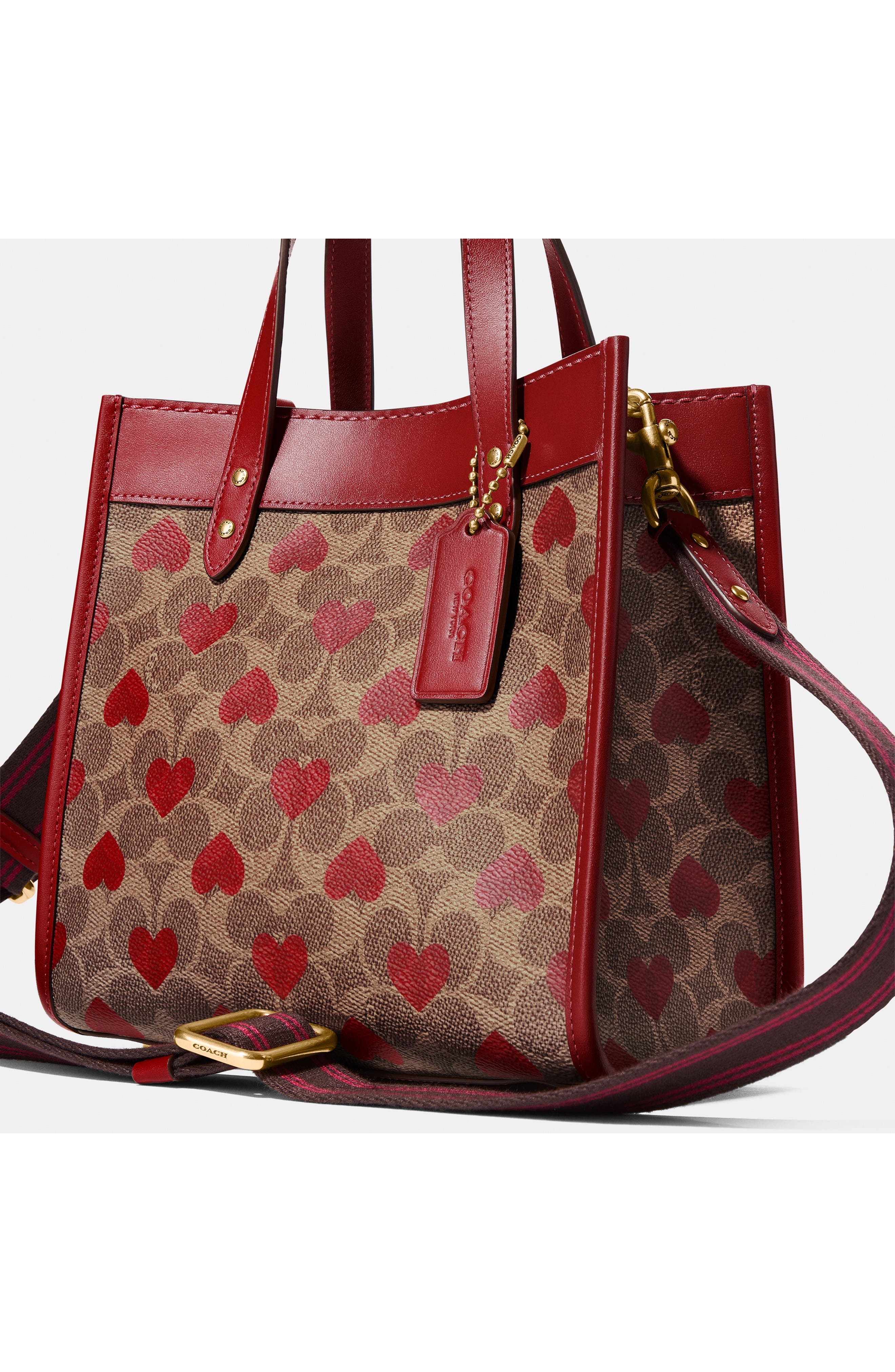 COACH Signature Coated Canvas & Hearts Field Tote, Alternate, color, 