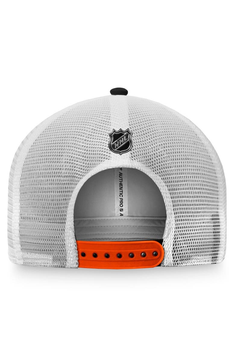 FANATICS Men's Fanatics Branded Black/White Anaheim Ducks Authentic Pro Rink Trucker Snapback Hat, Alternate, color,