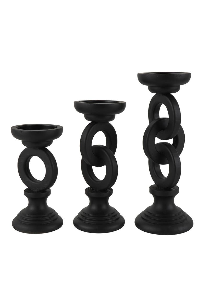 Set of 3 Candleholders, Main, color, BLACK