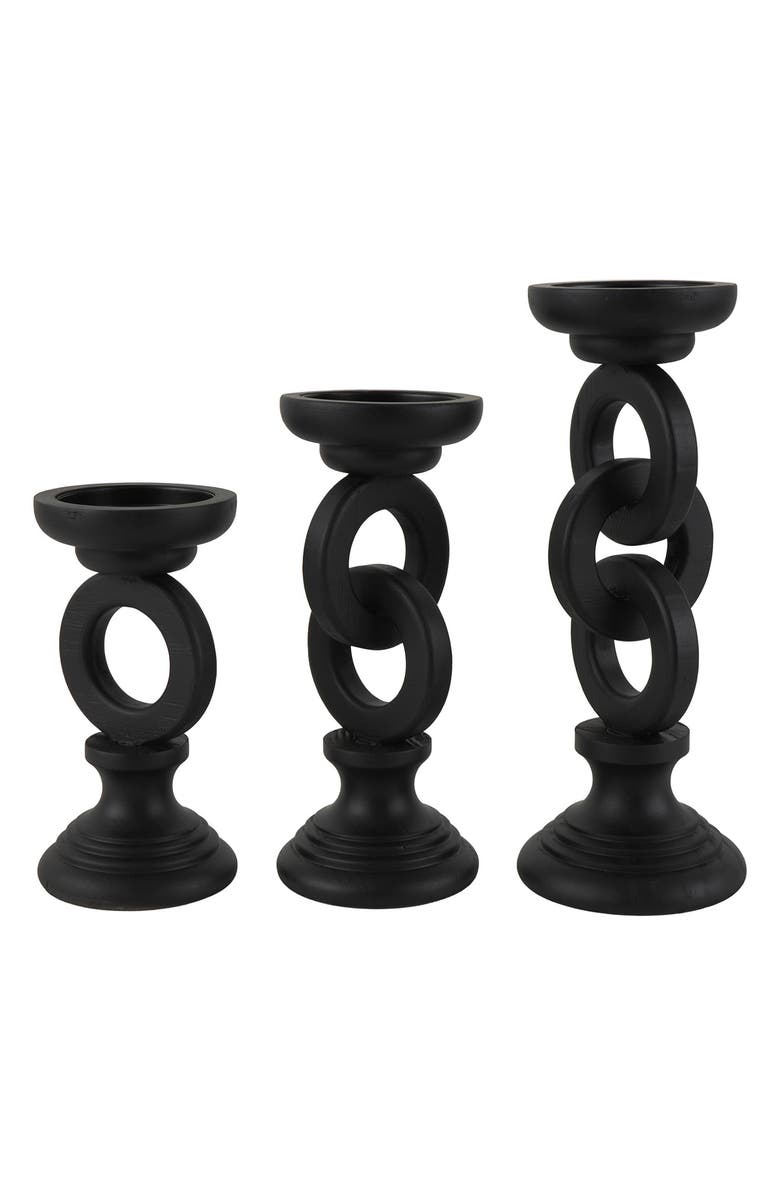 VIVIAN LUNE HOME Set of 3 Candleholders, Main, color, Black