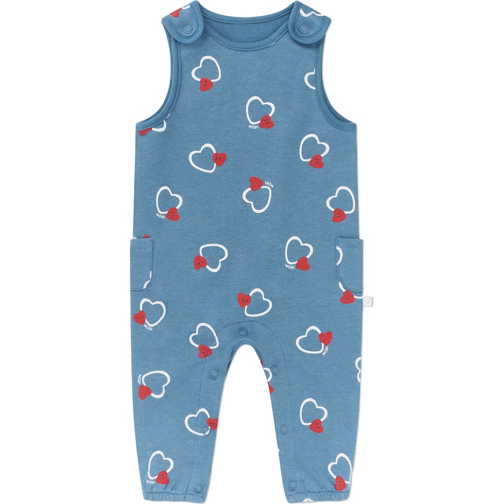 Shop Mori Printed Pocket Romper In Dark Blue