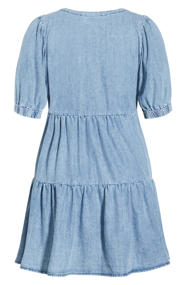 City Chic Coastal Tiered Nonstretch Denim Dress, Alternate, color, 