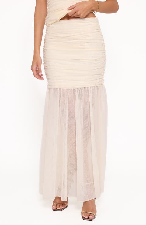 Susan Mesh Drop Waist Maxi Skirt