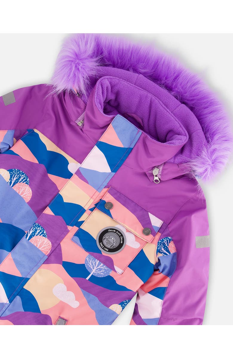 Deux par Deux Girl's One Piece Snowsuit Mauve Printed Landscape, Alternate, color, 