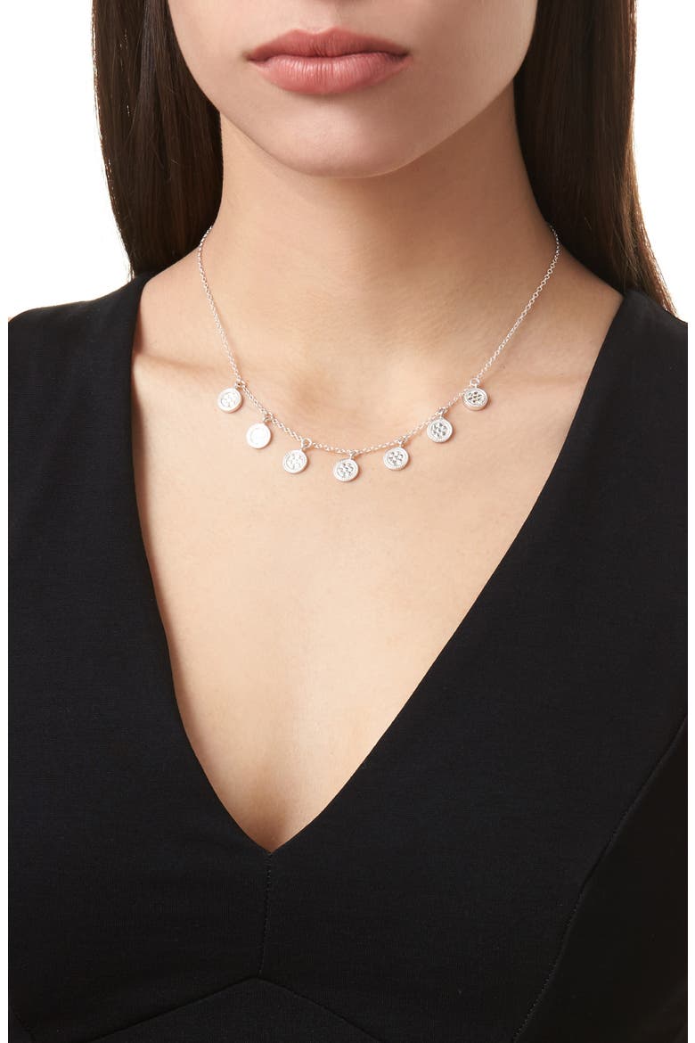 Charm Collar Necklace, Alternate, color, SILVER