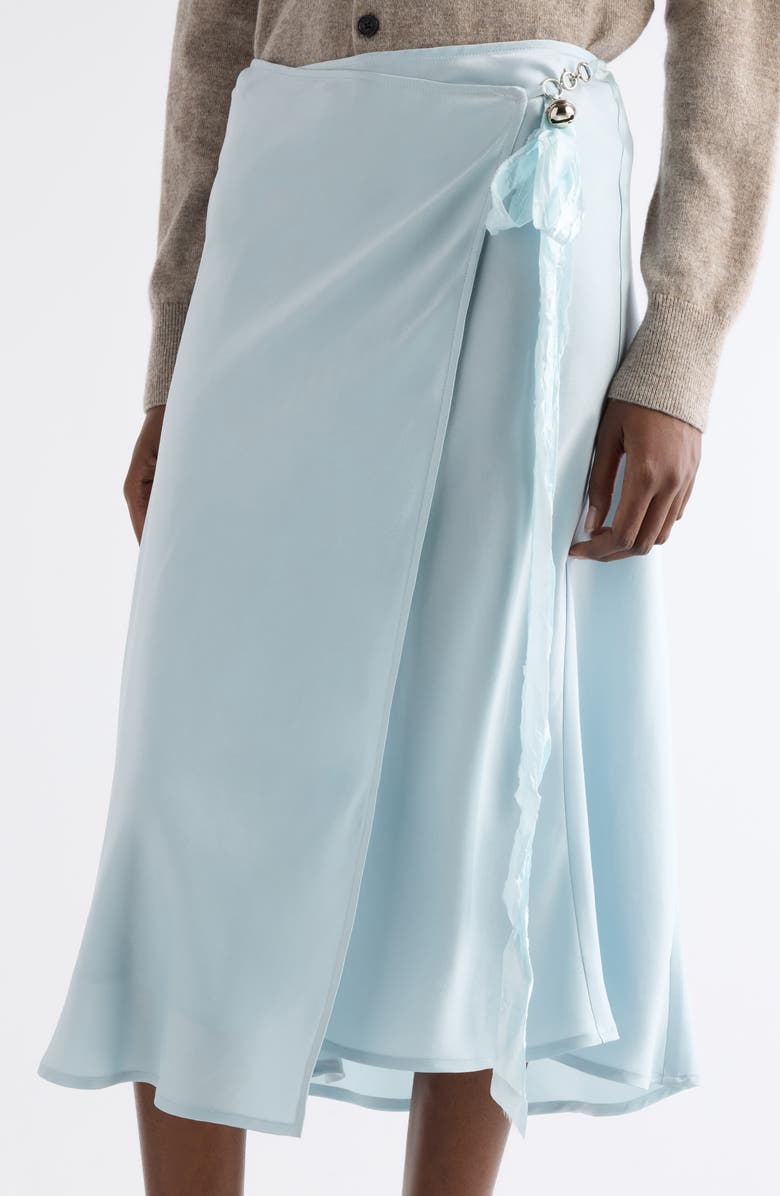 Acne Studios Igona Silk Satin Wrap Skirt, Alternate, color, Light Blue