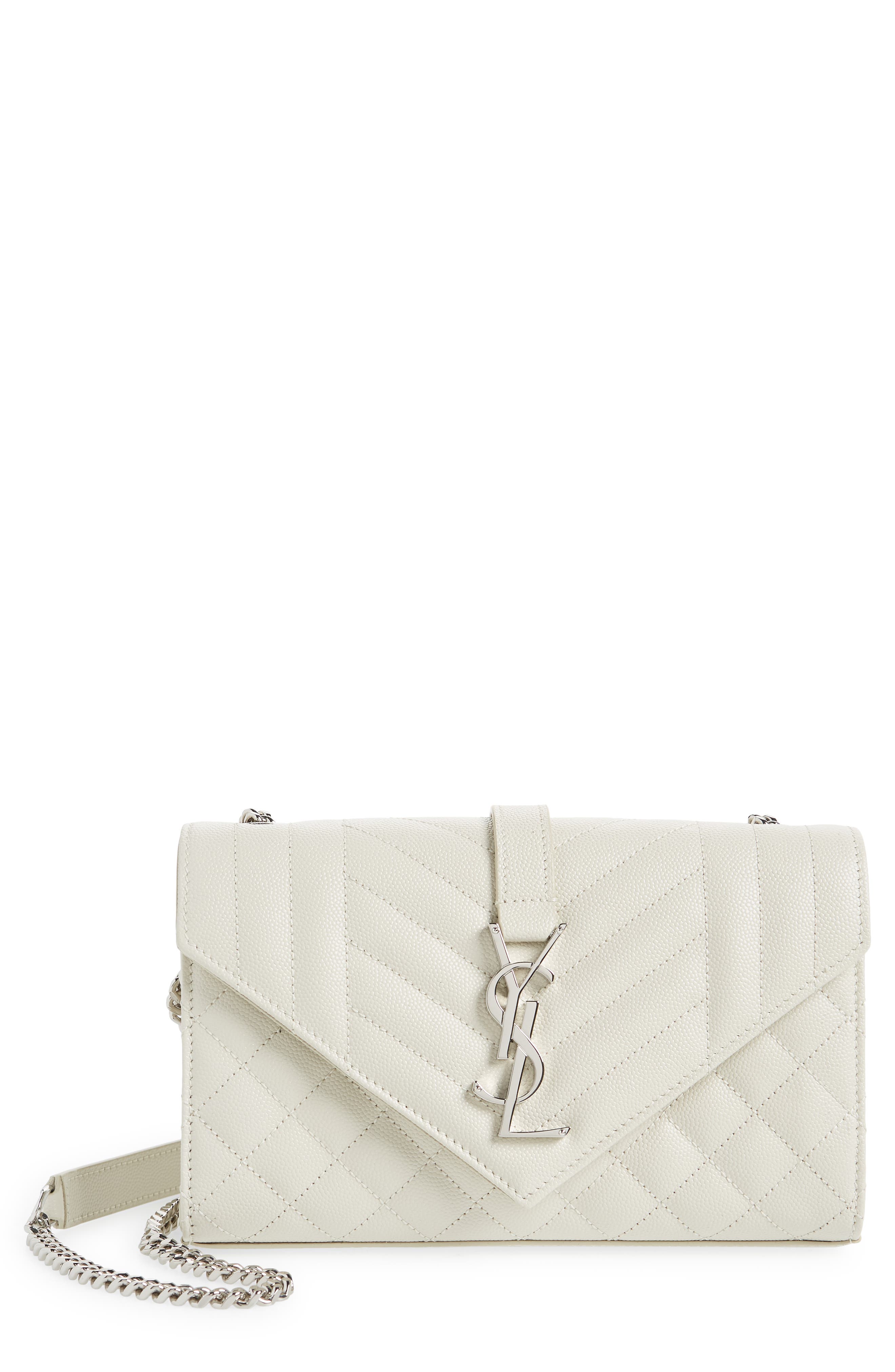 Small Envelope Calfskin Leather Shoulder Bag, Main, color, CREAM