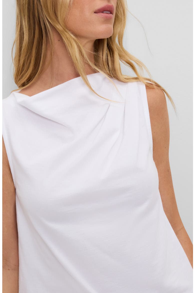 Amira Asymmetric Pleated Cotton Top, Alternate, color, WHITE