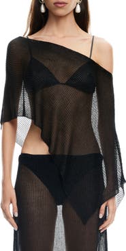 LIONESS Luminous Asymmetric Sheer Poncho