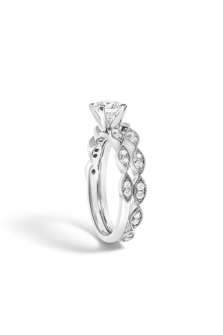 14K White Gold 1.0 Cttw Lab Grown Diamond Vintage Style Marquise Link Bridal Ring Set, Alternate, color, White