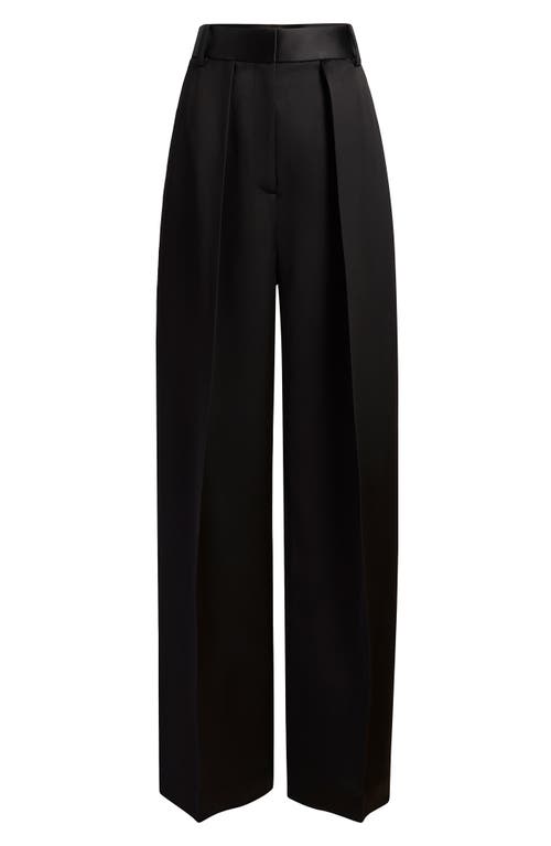 Khaite Teyana Pleated Woven Wide-leg Pants In Black