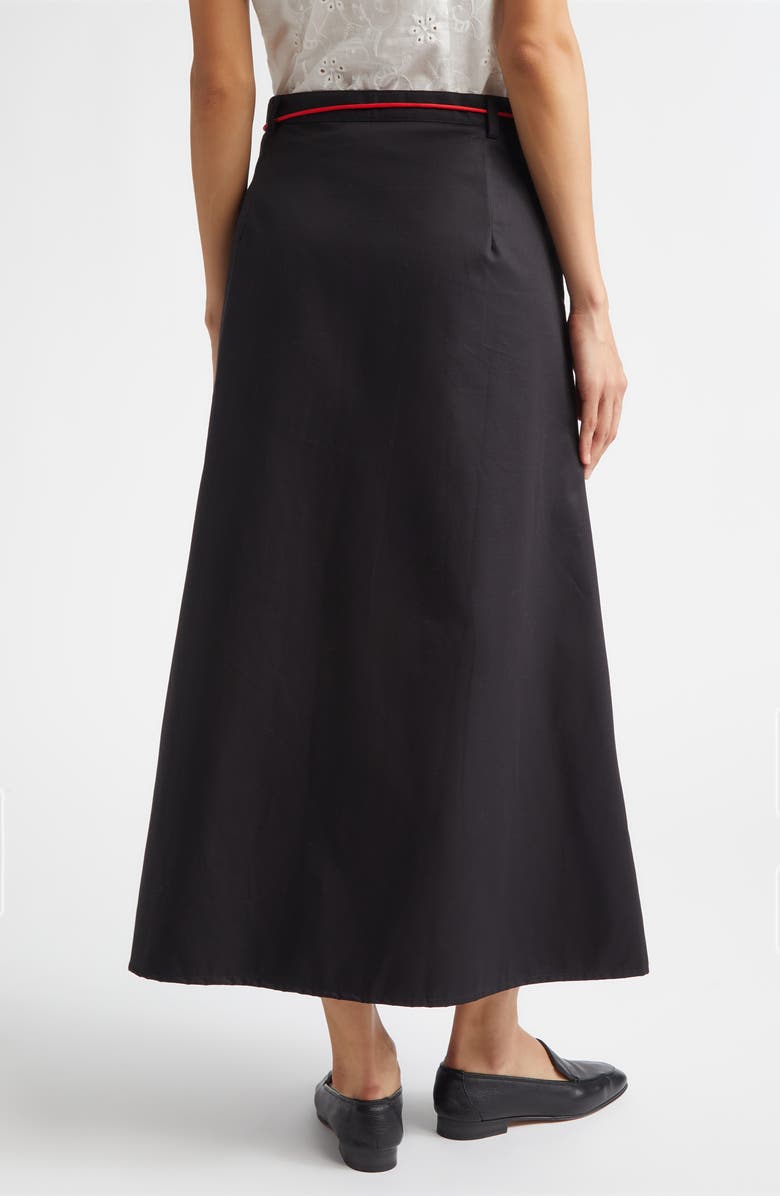 KÚR Shoelace Patch Pocket Cotton A-Line Midi Skirt, Alternate, color,