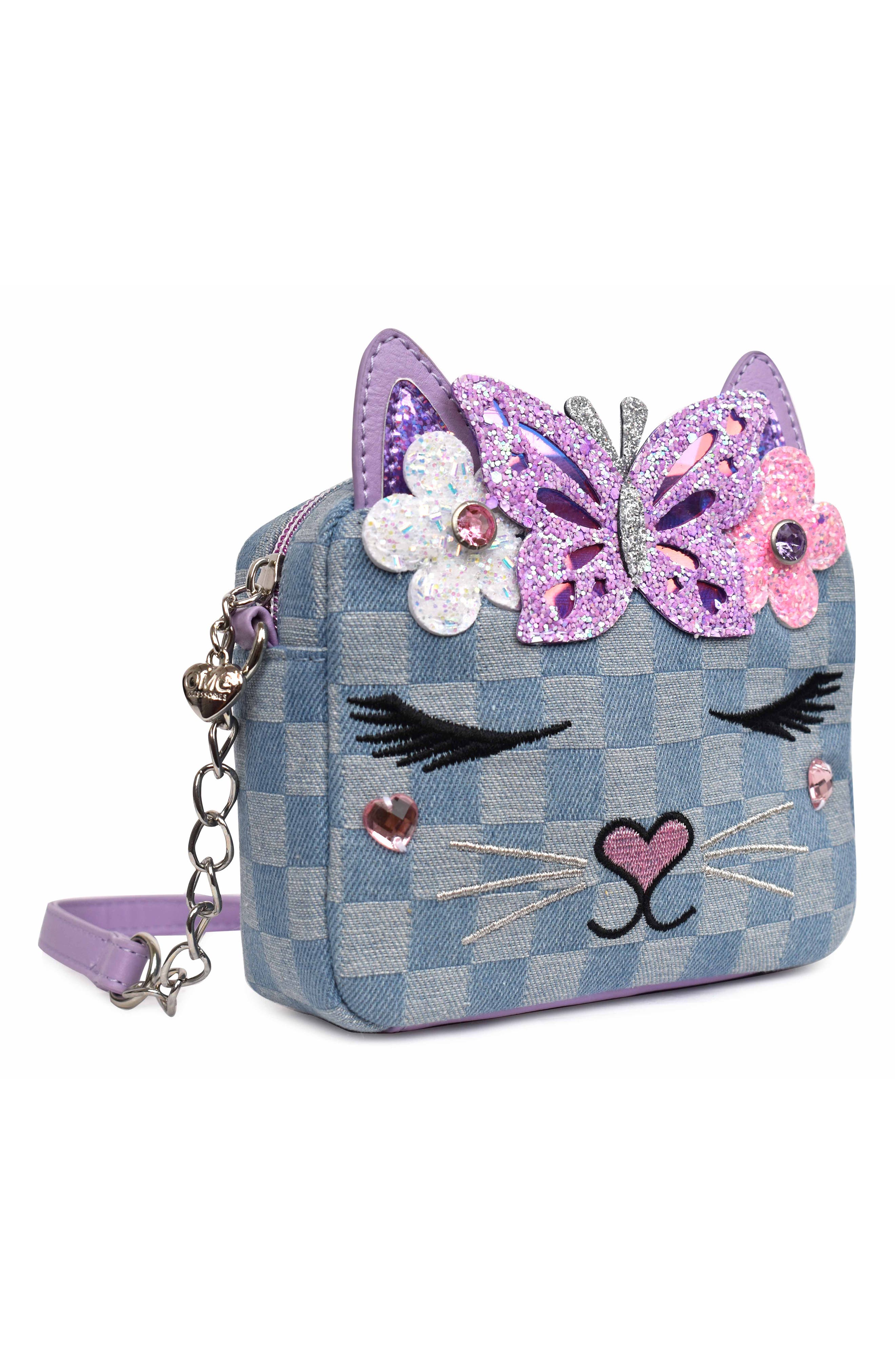 OMG Accessories Kids' Miss Bella Checker Denim Crossbody Bag, Alternate, color, 