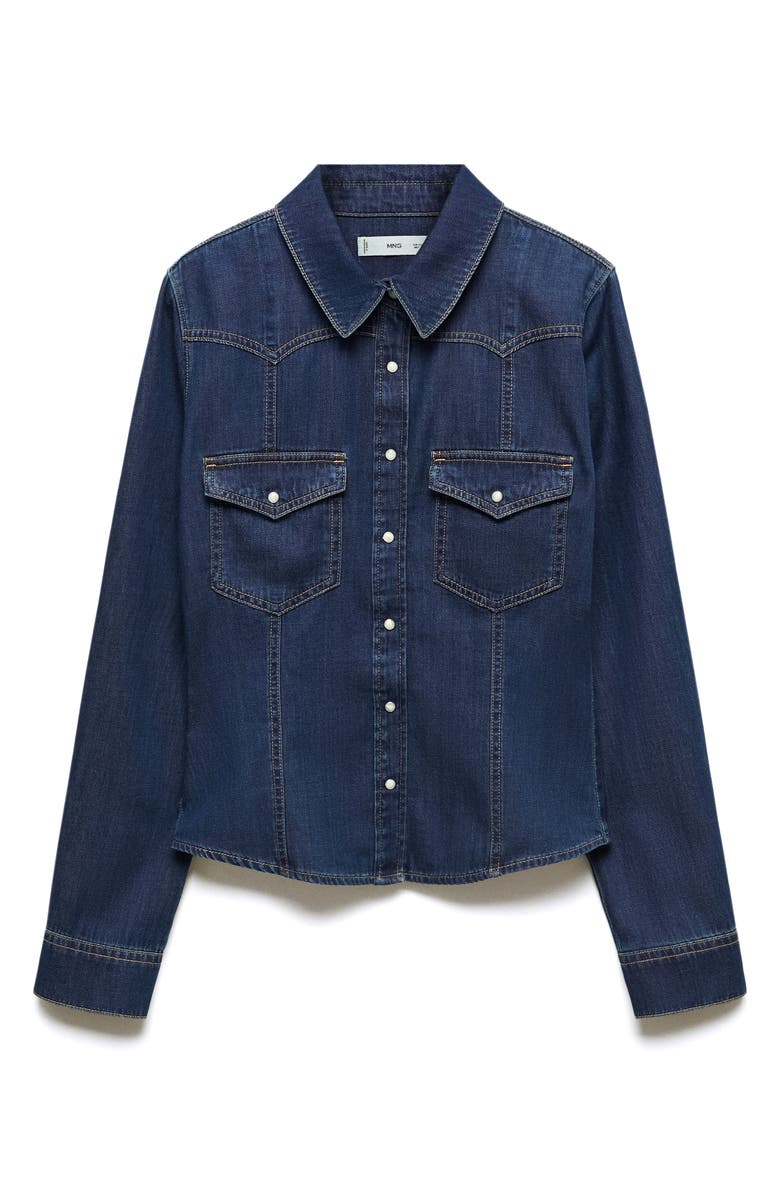 MANGO Chest Pocket Denim Shirt, Alternate, color,