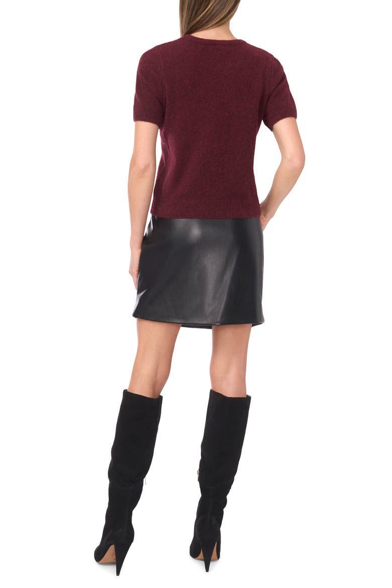 Short Sleeve Crewneck Sweater, Alternate, color, BURGUNDY