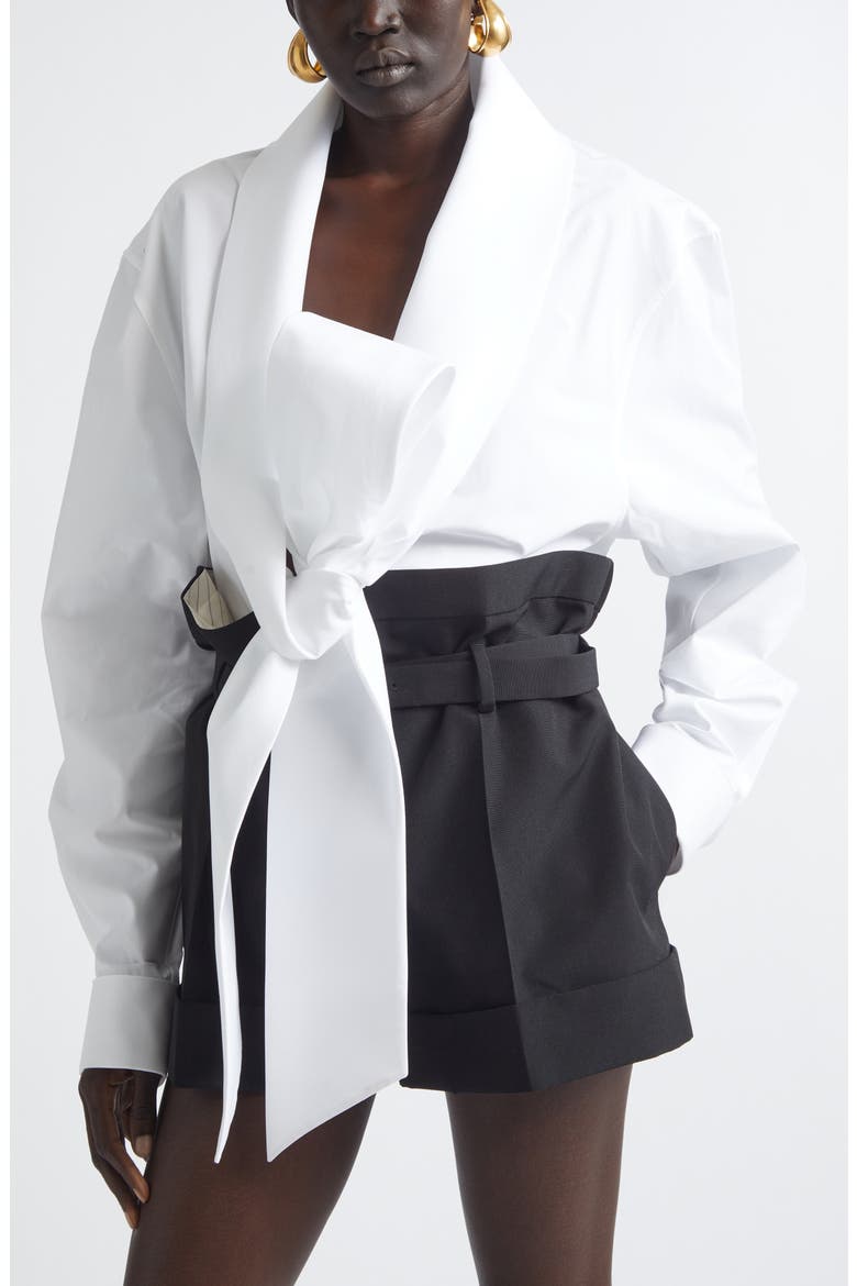 Lavalliere Plunge Neck Top, Main, color, BLANC