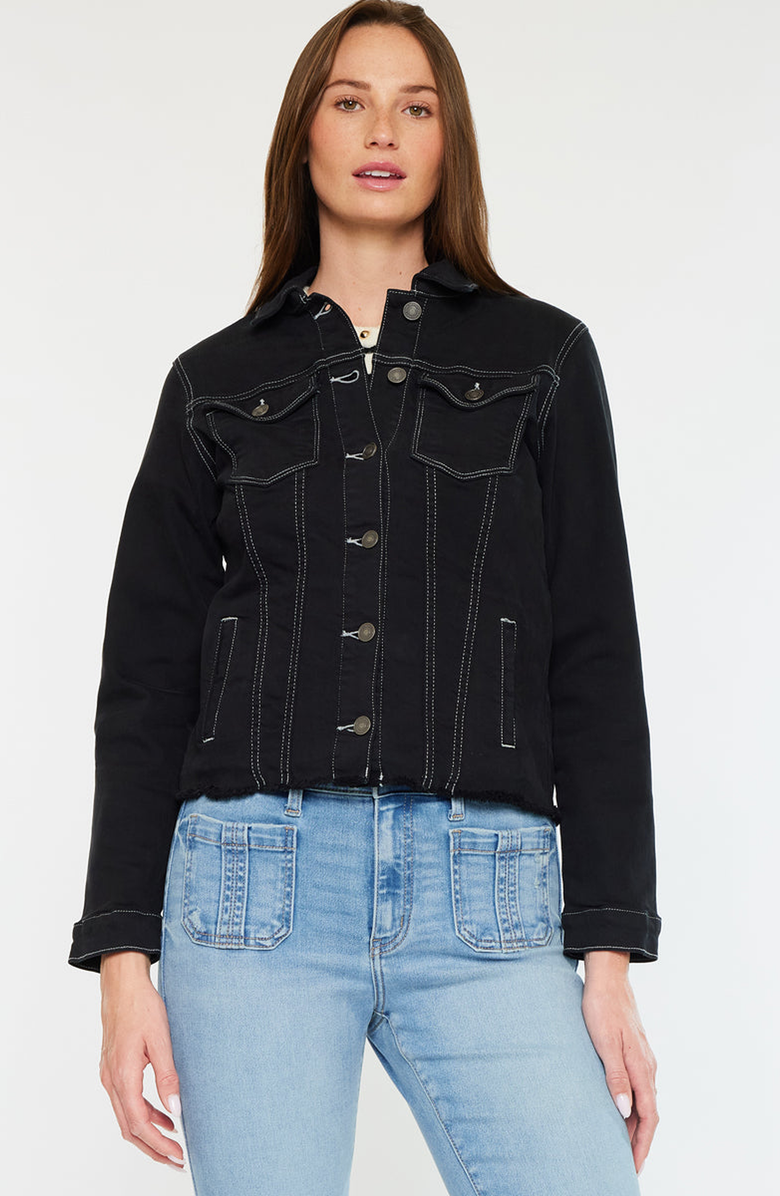 KanCan Jane Denim Jacket, Alternate, color, Black