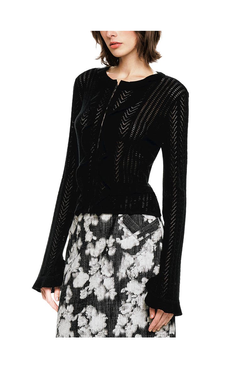 Victorian Pointelle Cardigan, Alternate, color, Black