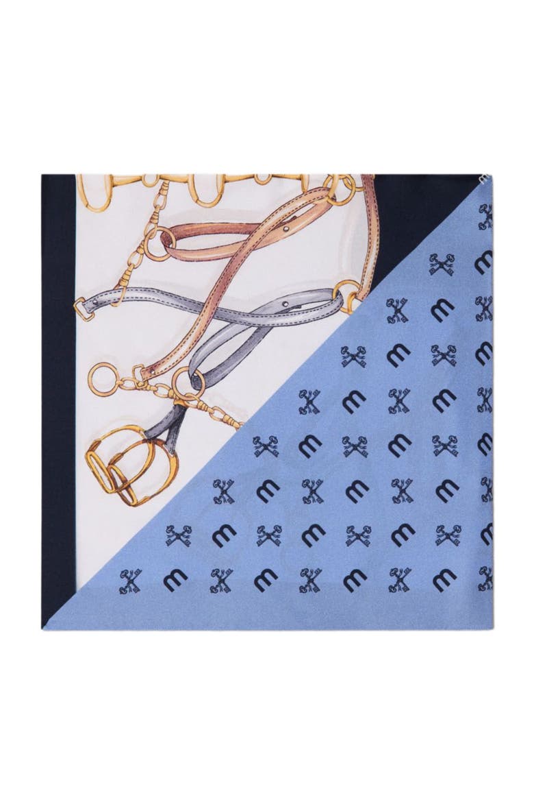Equestrian motif silk scarf, Main, color, Blue