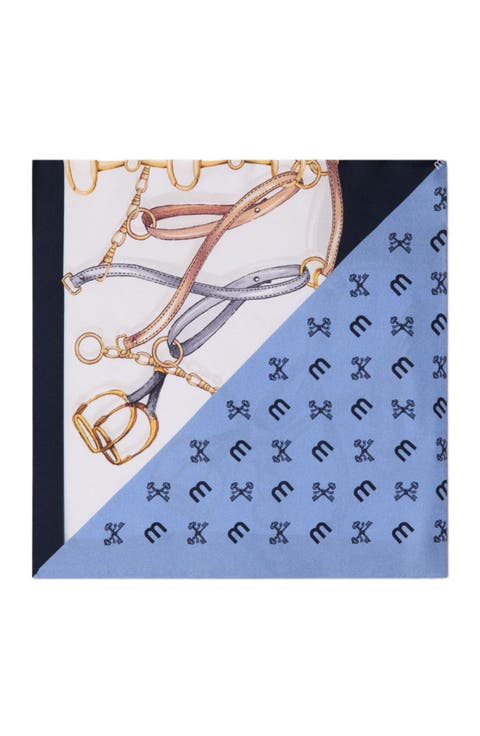 Equestrian motif silk scarf