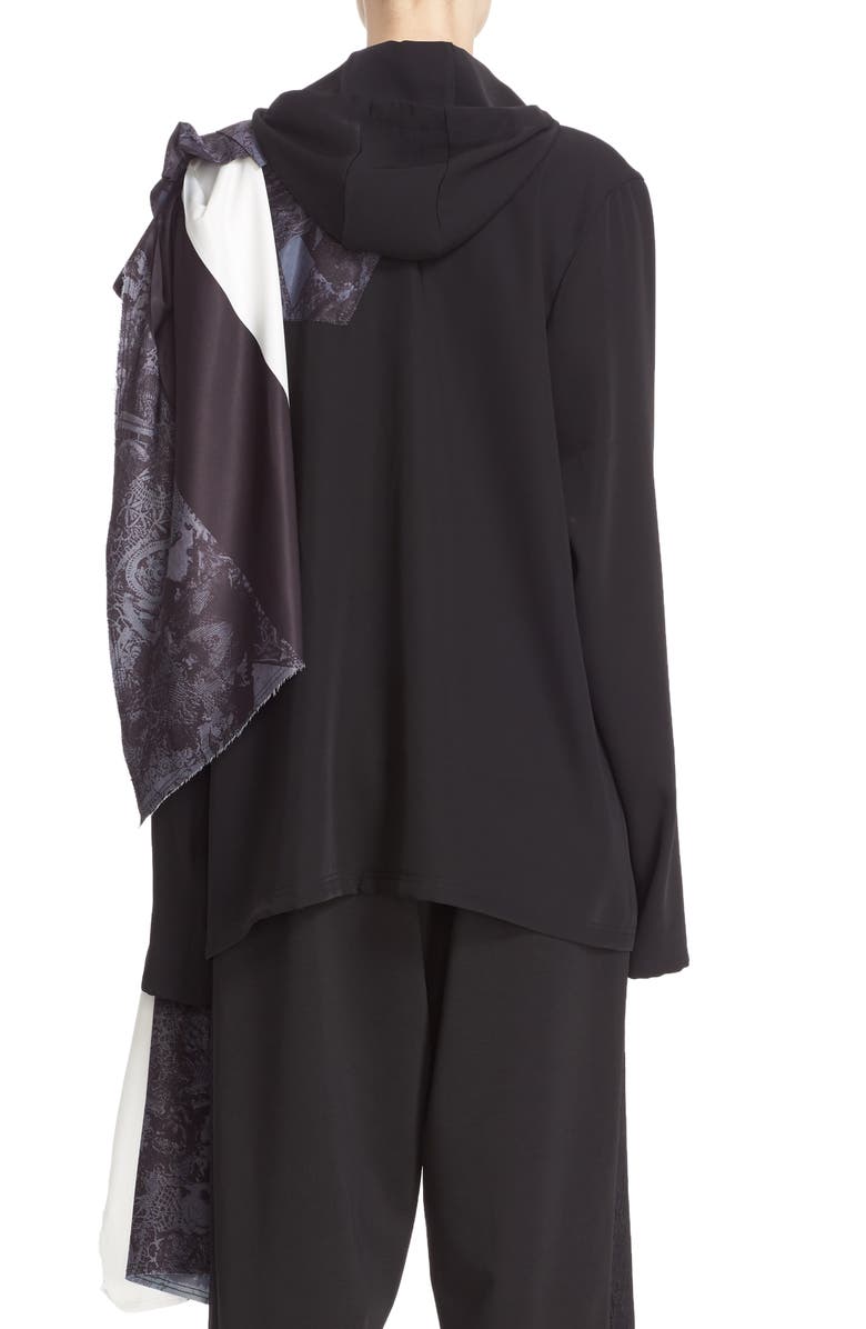 Koché Lace Print Hooded Blouse, Alternate, color, 