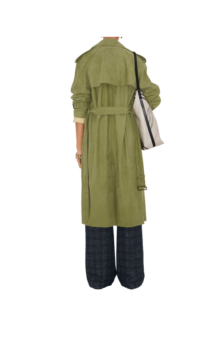 Burberry Long Nubuck Castleford Trench Coat, Alternate, color, Wreath