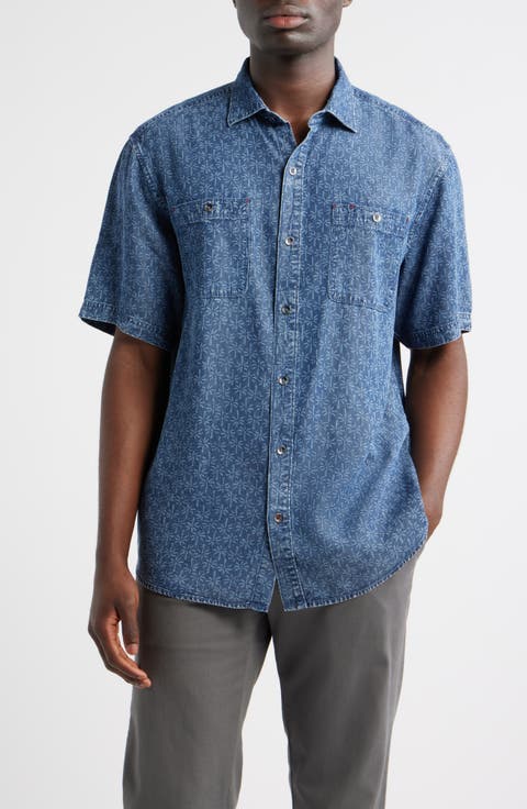 Polonia Palms Short Sleeve Lyocell Button-Up Shirt