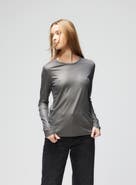 Majestic Filatures Lyocell Cotton Metallic Long Sleeve Crewneck