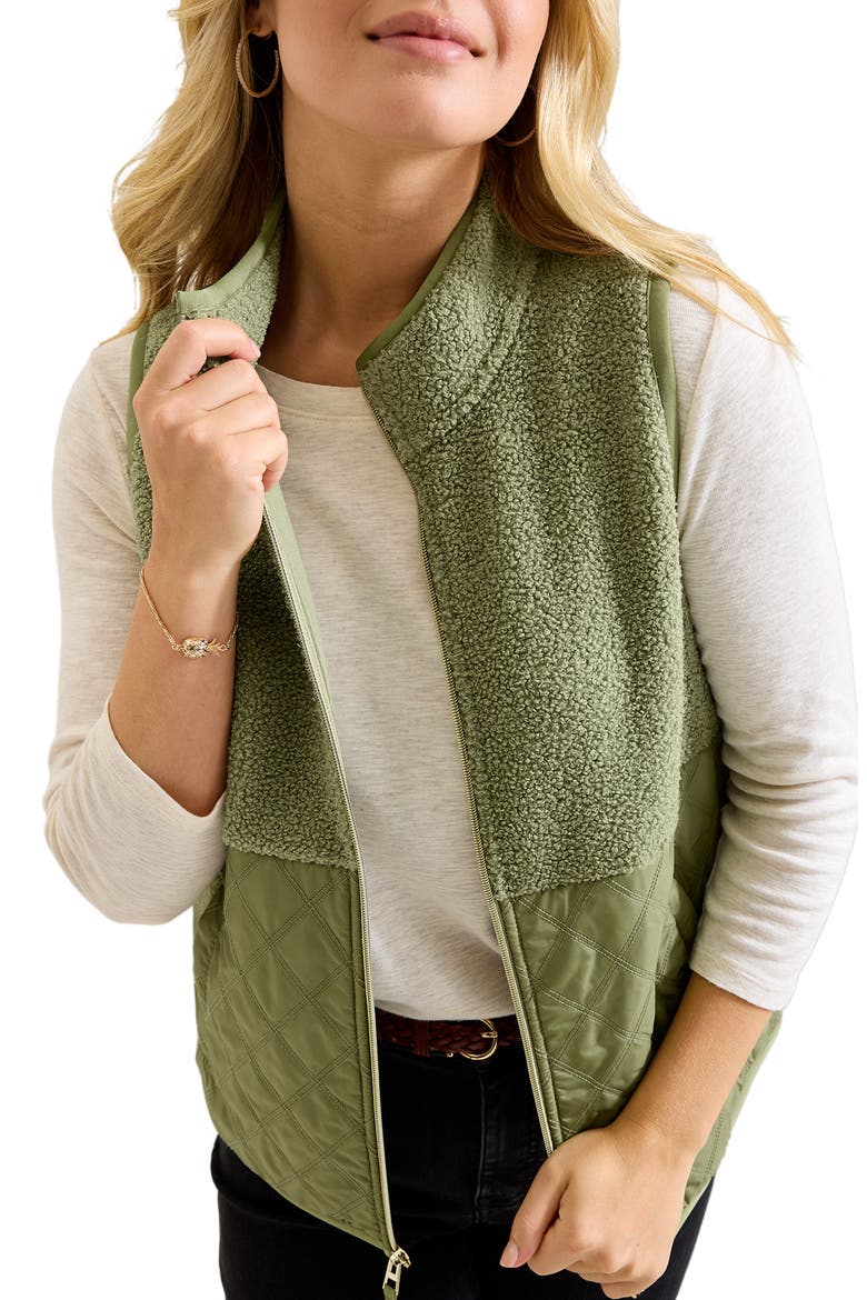 Mixed Media Quilted Vest, Alternate, color, DUSTY THYME
