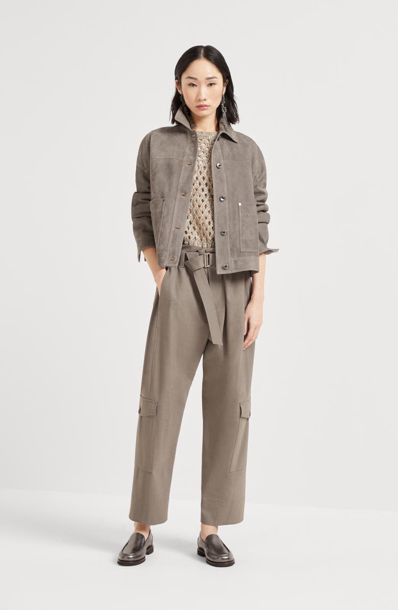 Brunello Cucinelli Couture suede jacket, Alternate, color, Grey