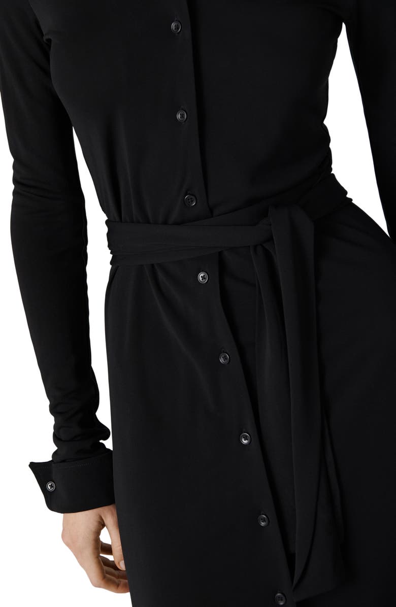 Diane von Furstenberg Diane Long Sleeve Shirtdress, Alternate, color, Black