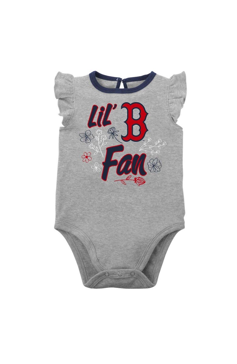 Outerstuff Girls Newborn & Infant Navy/Heather Gray Boston Red Sox Little Fan Two-Pack Bodysuit Set, Alternate, color, Navy