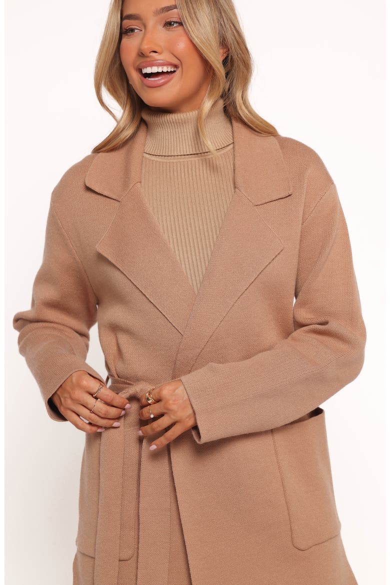 Corio Tie Waist Coatigan, Alternate, color, TAN