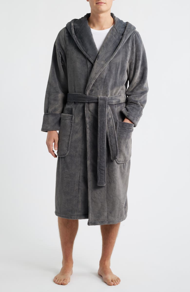 Nordstrom Fleece Hooded Robe, Main, color, Grey Magnet