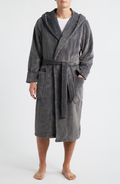 Nordstrom Fleece Hooded Robe In Gray