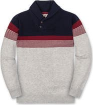 Hope & Henry Kids' Organic Long Sleeve Striped Shawl Collar Sweater